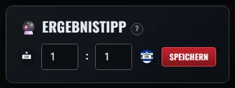 Der Ergebnistipp: zwei Felder und ein Button.