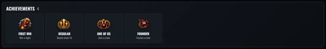 Achievements on the fan’s page.
