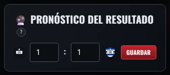 El pronóstico del resultado: dos casillas y un botón.