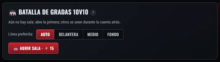 Antes de la batalla puedes elegir la línea que quieras, o dejarla en «Auto».