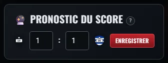 Le pronostic du score : deux champs et un bouton.