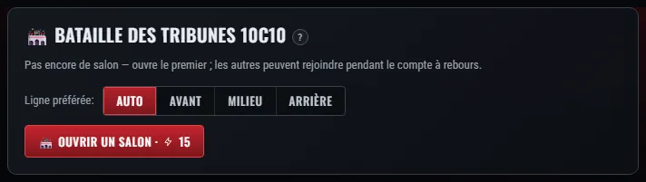 Le salon de la bataille des tribunes : qui s’est inscrit de chaque côté, le temps avant le départ et le choix de la ligne.