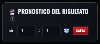 Il pronostico del risultato: due campi e un pulsante.
