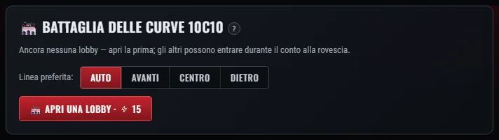 Prima della battaglia puoi scegliere la linea che vuoi, oppure lasciare «Auto».