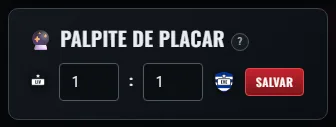 O palpite de placar: dois campos e um botão.