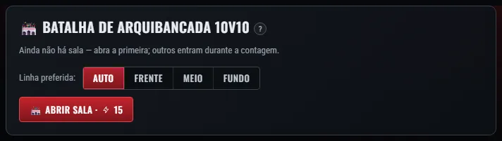 Antes da batalha você pode escolher a linha que quiser, ou deixar no «Auto».