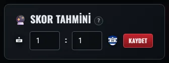 Skor tahmini: iki alan ve bir düğme.