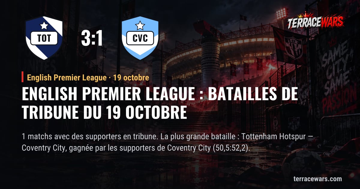 English Premier League : batailles de tribune du 19 octobre
