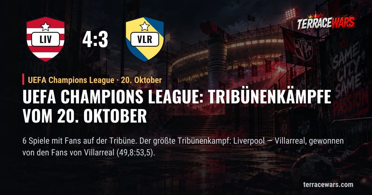 UEFA Champions League: Tribünenkämpfe vom 20. Oktober