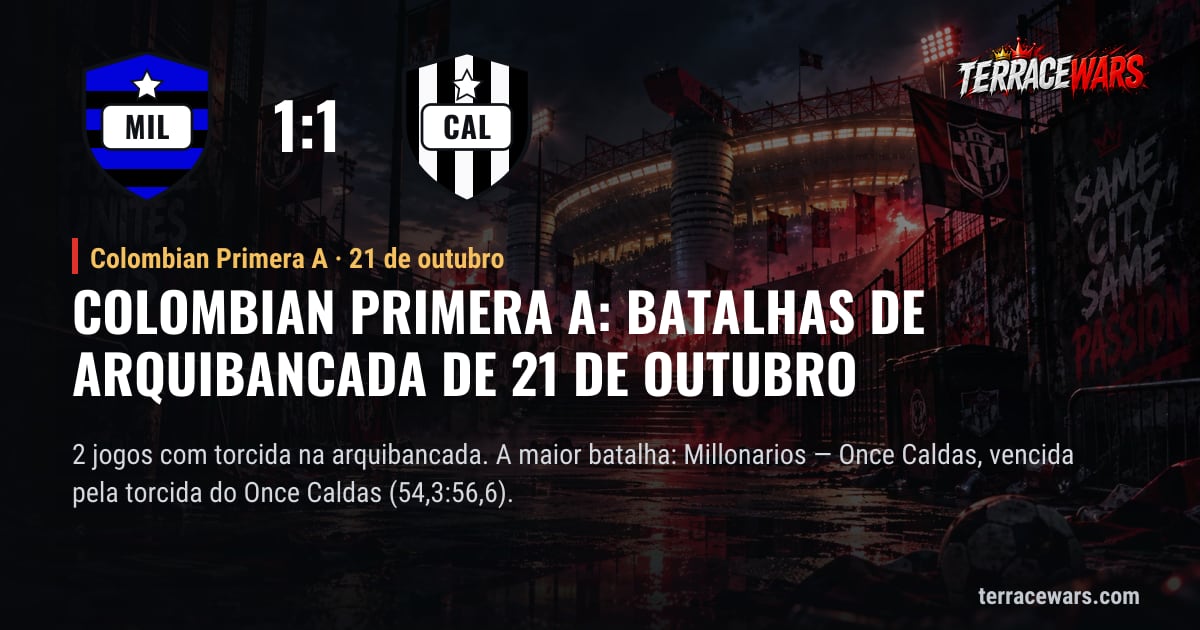 Colombian Primera A: batalhas de arquibancada de 21 de outubro