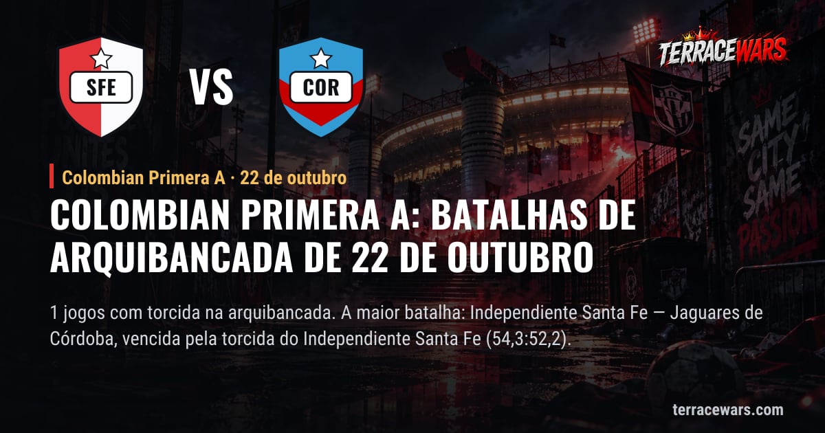 Colombian Primera A: batalhas de arquibancada de 22 de outubro