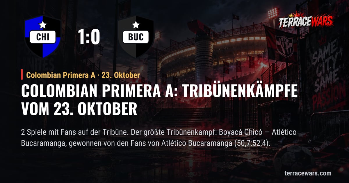 Colombian Primera A: Tribünenkämpfe vom 23. Oktober