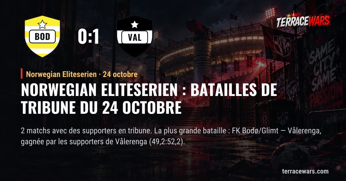 Norwegian Eliteserien : batailles de tribune du 24 octobre
