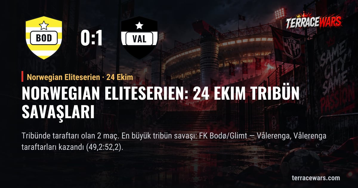 Norwegian Eliteserien: 24 Ekim tribün savaşları