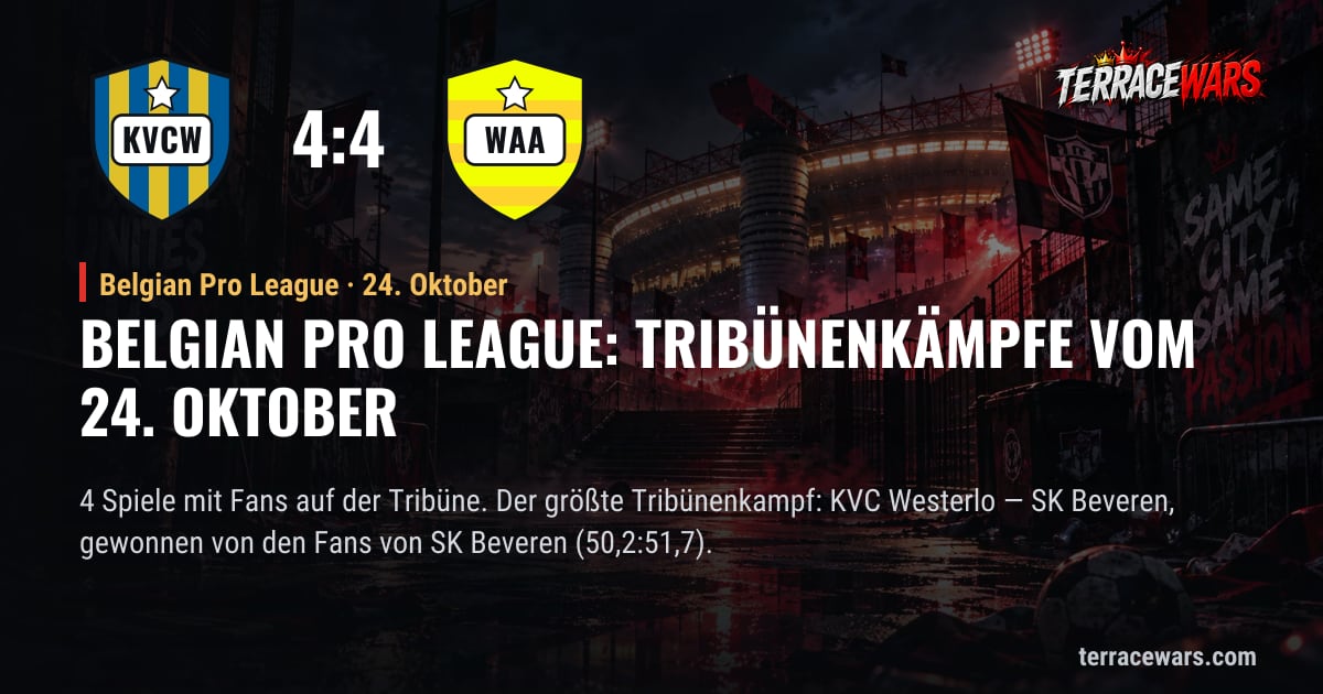Belgian Pro League: Tribünenkämpfe vom 24. Oktober
