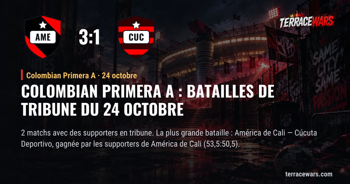 Colombian Primera A : batailles de tribune du 24 octobre