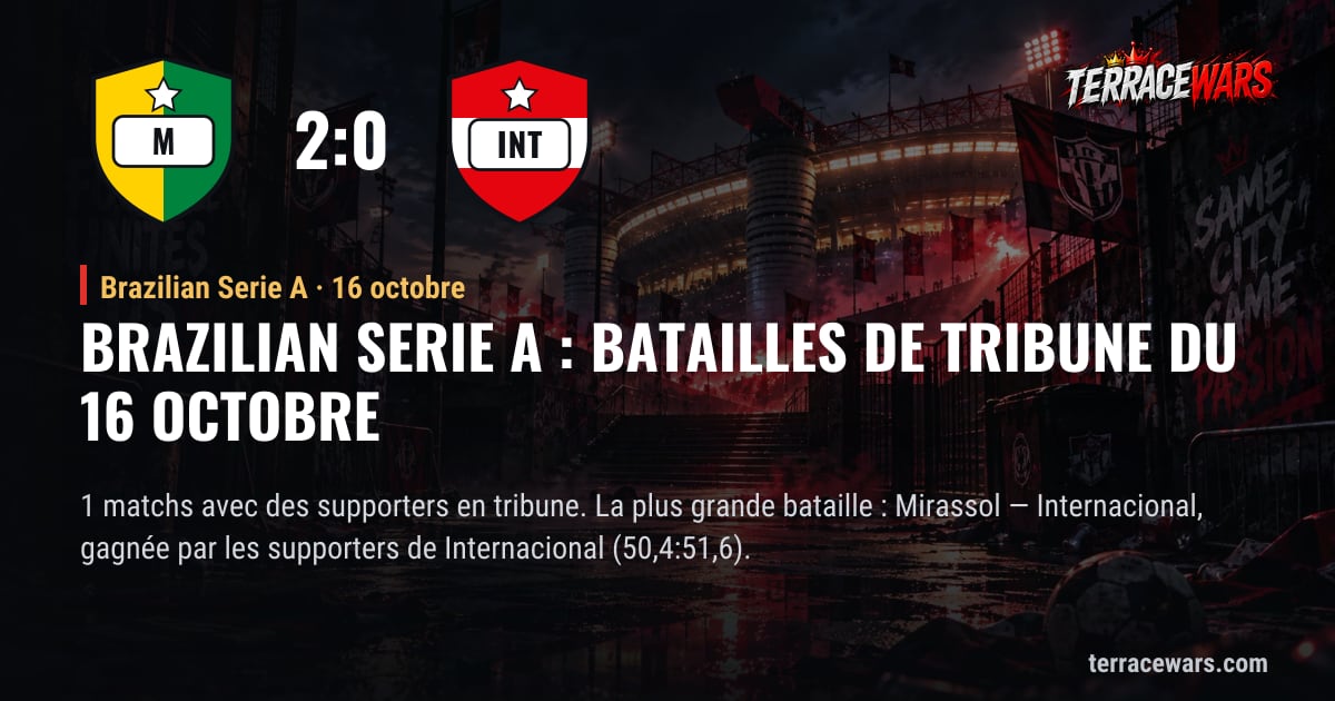 Brazilian Serie A : batailles de tribune du 16 octobre