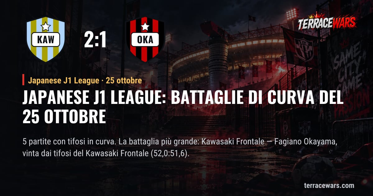 Japanese J1 League: battaglie di curva del 25 ottobre