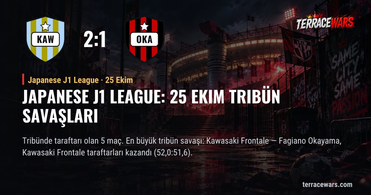 Japanese J1 League: 25 Ekim tribün savaşları