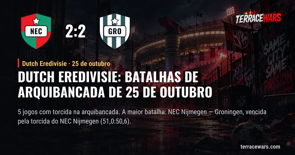 Dutch Eredivisie: batalhas de arquibancada de 25 de outubro