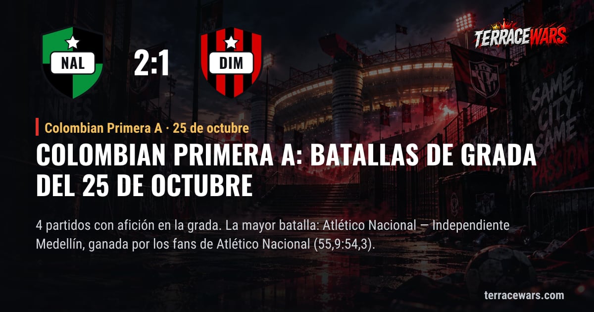 Colombian Primera A: batallas de grada del 25 de octubre