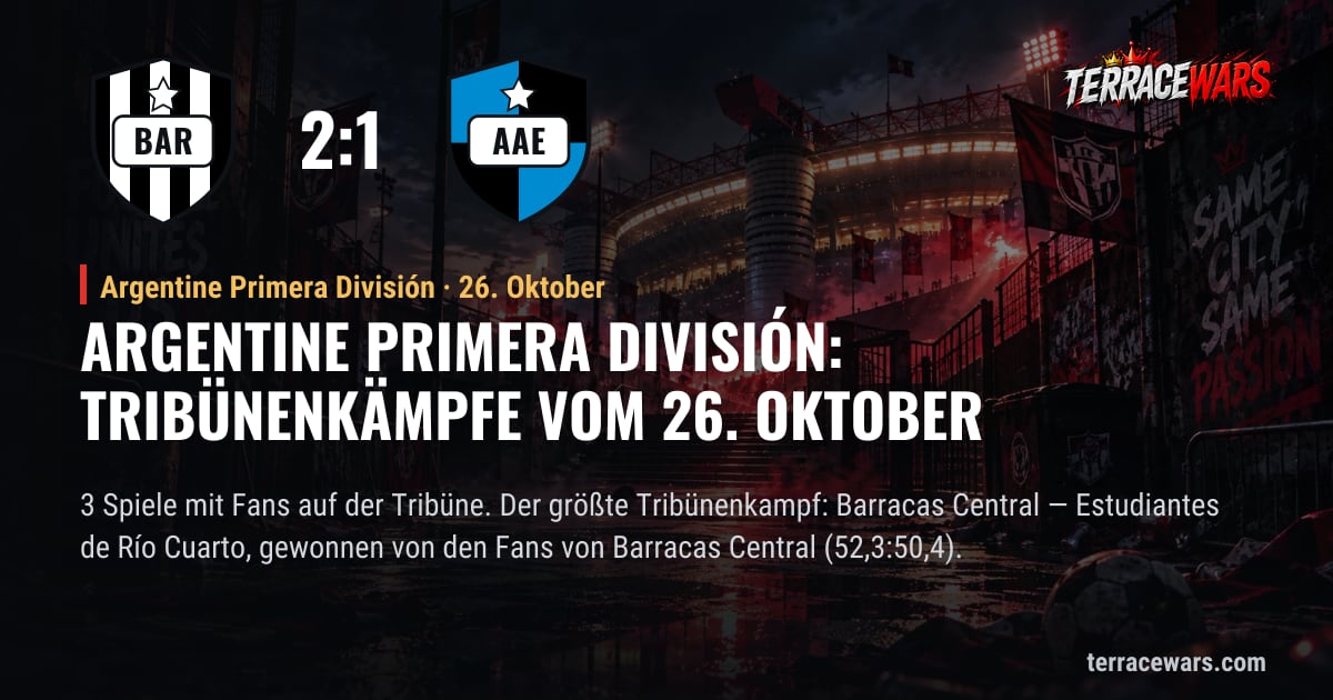 Argentine Primera División: Tribünenkämpfe vom 26. Oktober