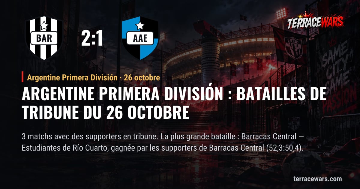 Argentine Primera División : batailles de tribune du 26 octobre