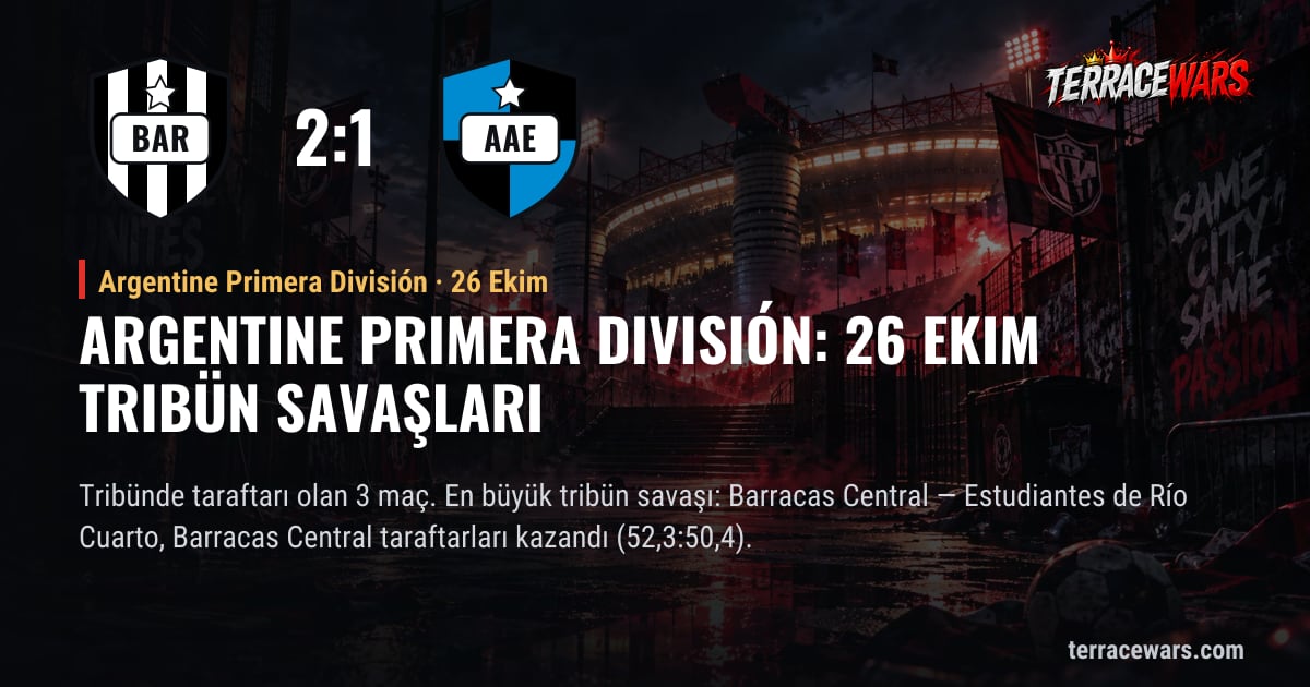 Argentine Primera División: 26 Ekim tribün savaşları