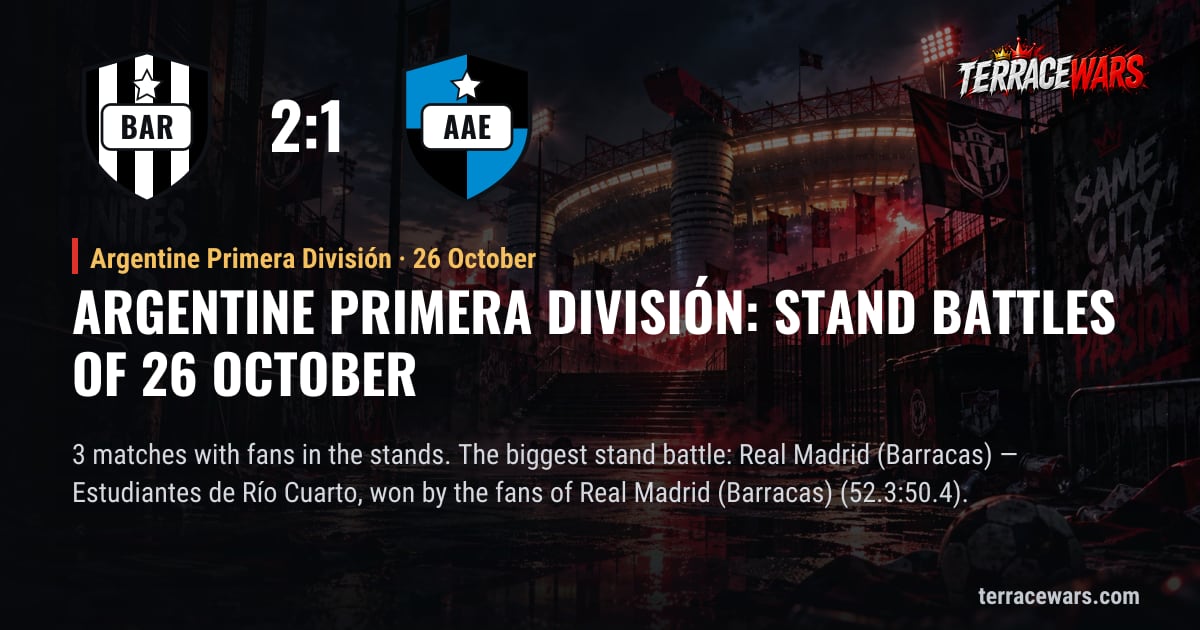 Argentine Primera División：10月26日 看台之战
