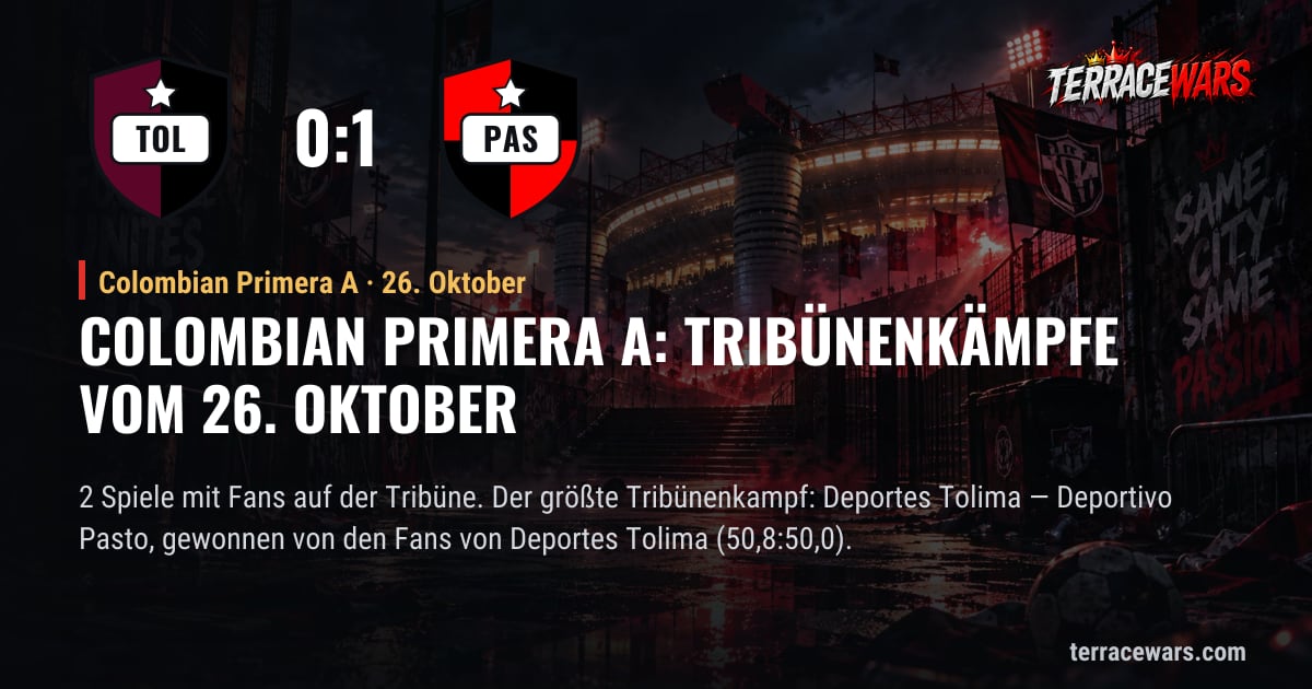 Colombian Primera A: Tribünenkämpfe vom 26. Oktober