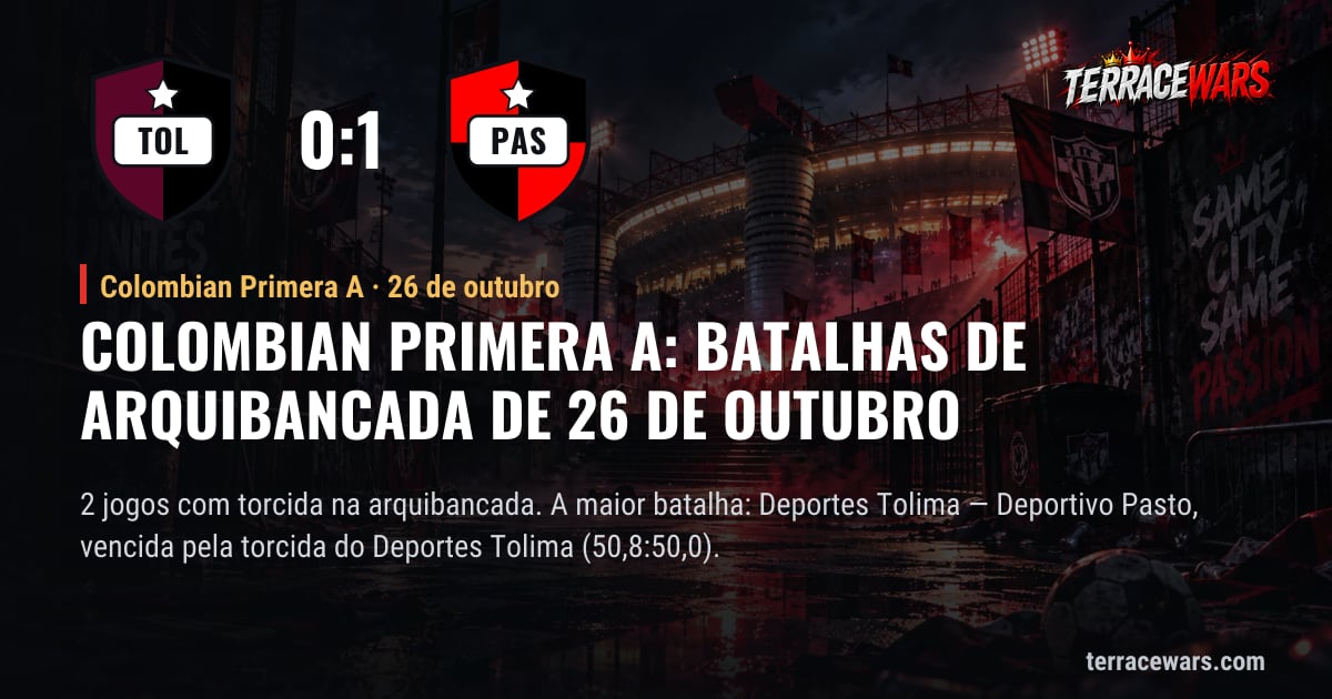 Colombian Primera A: batalhas de arquibancada de 26 de outubro