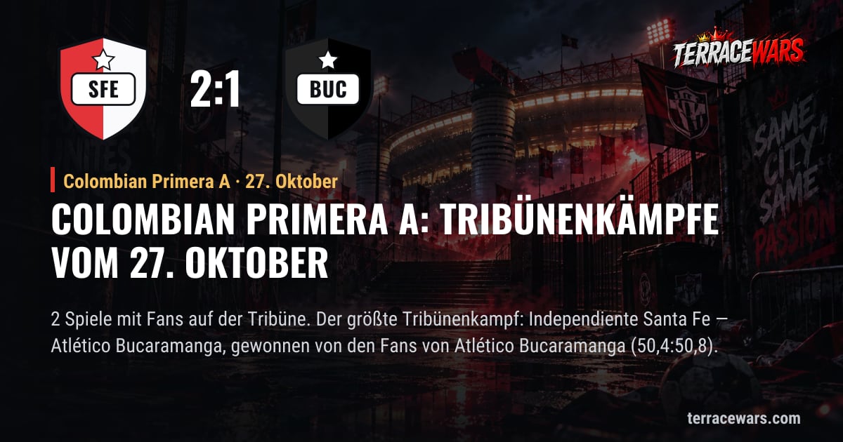 Colombian Primera A: Tribünenkämpfe vom 27. Oktober