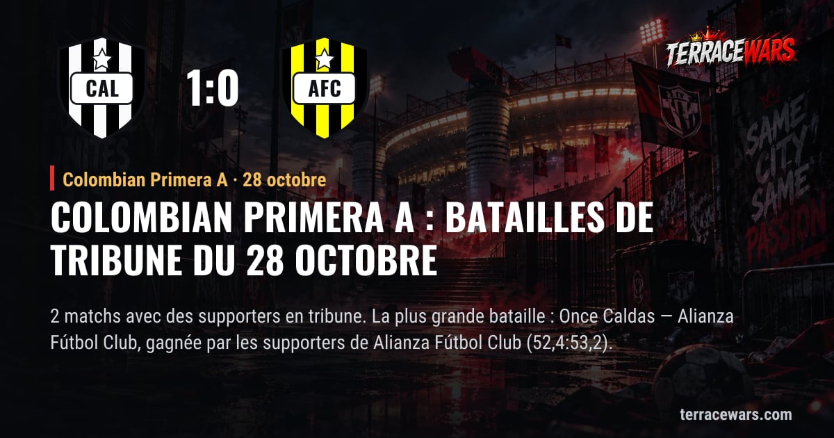 Colombian Primera A : batailles de tribune du 28 octobre