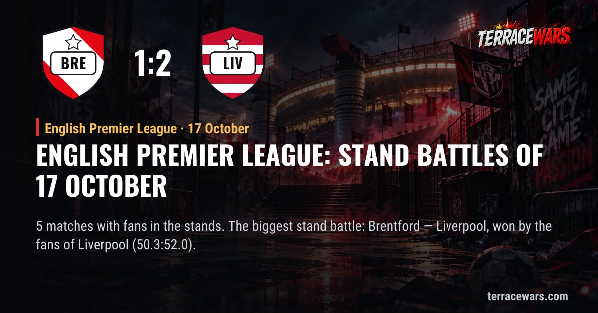 English Premier League: stand battles of 17 October
