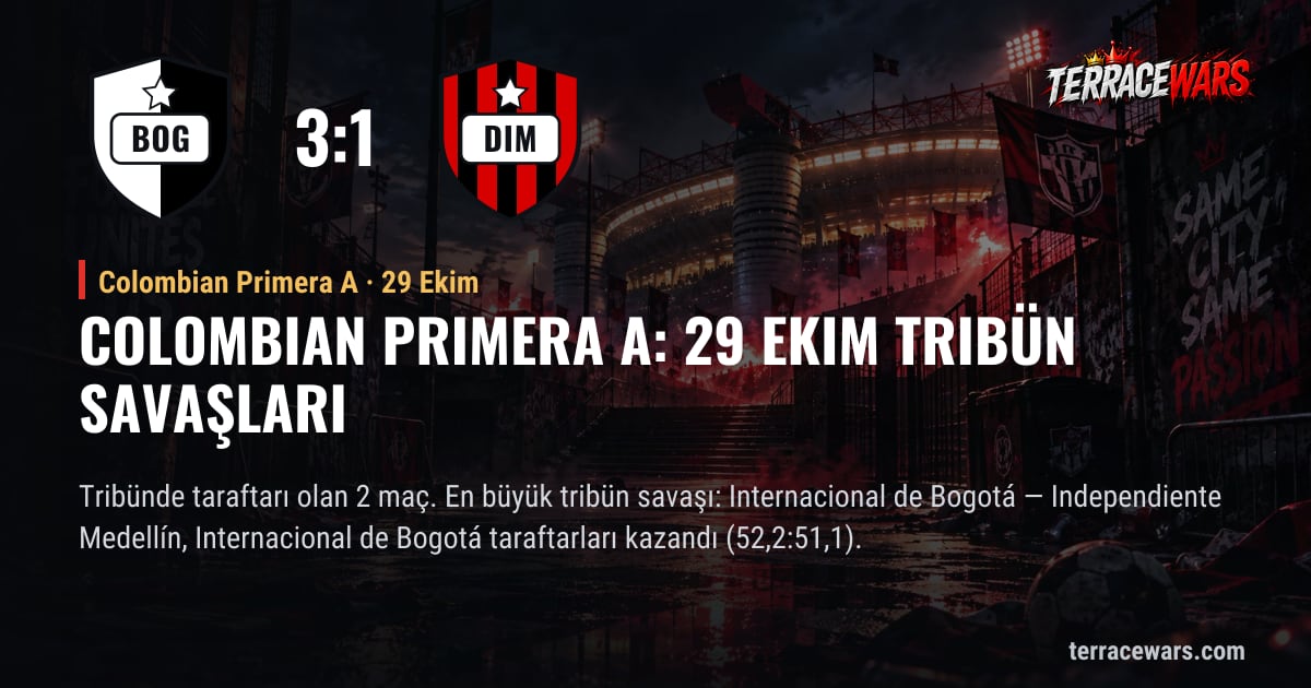 Colombian Primera A: 29 Ekim tribün savaşları
