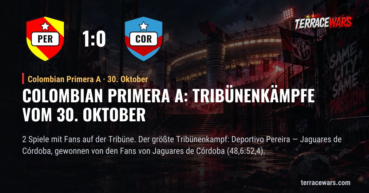 Colombian Primera A: Tribünenkämpfe vom 30. Oktober