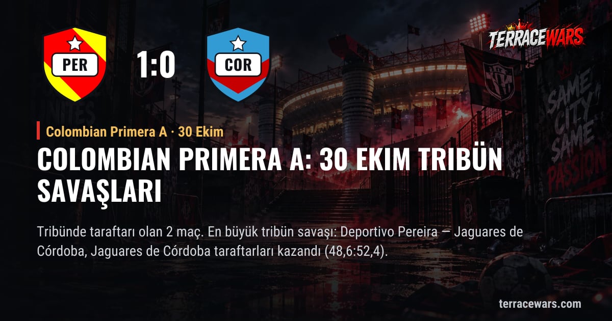 Colombian Primera A: 30 Ekim tribün savaşları