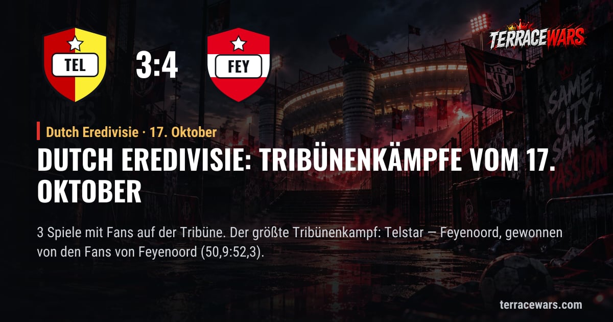 Dutch Eredivisie: Tribünenkämpfe vom 17. Oktober