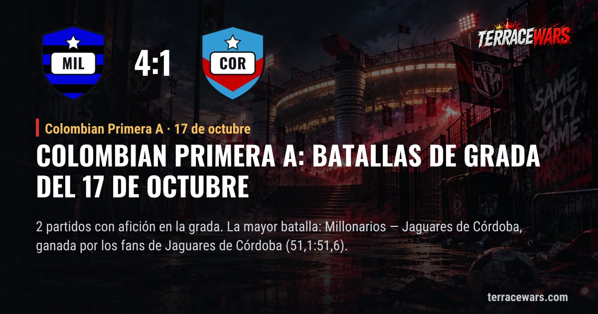 Colombian Primera A: batallas de grada del 17 de octubre