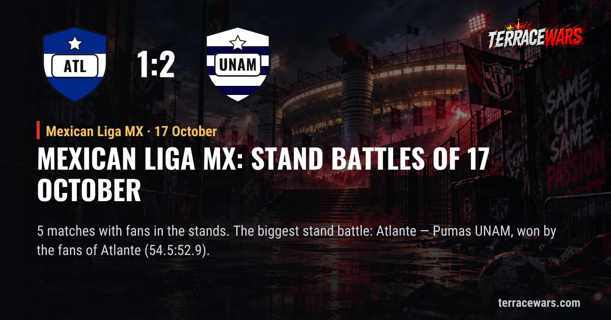 Mexican Liga MX：10月17日 のスタンドバトル