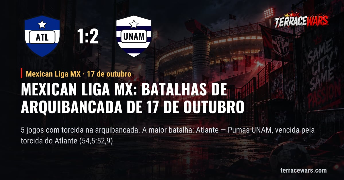 Mexican Liga MX: batalhas de arquibancada de 17 de outubro