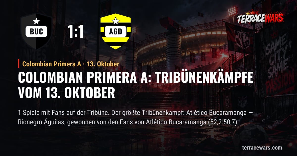 Colombian Primera A: Tribünenkämpfe vom 13. Oktober